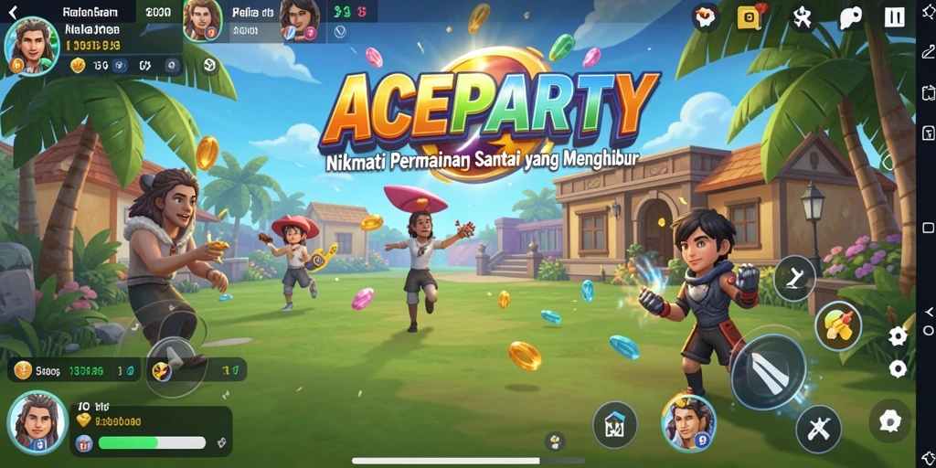 Tampilan gameplay seru dalam ACEPARTY dengan beragam mini-game.