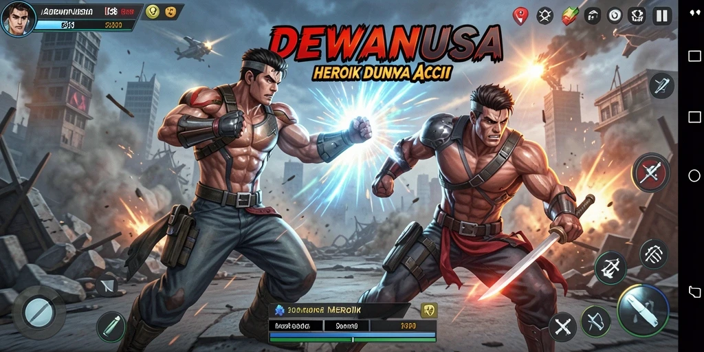 Gameplay DEWANUSA yang intens dan penuh aksi dalam pertempuran epic.