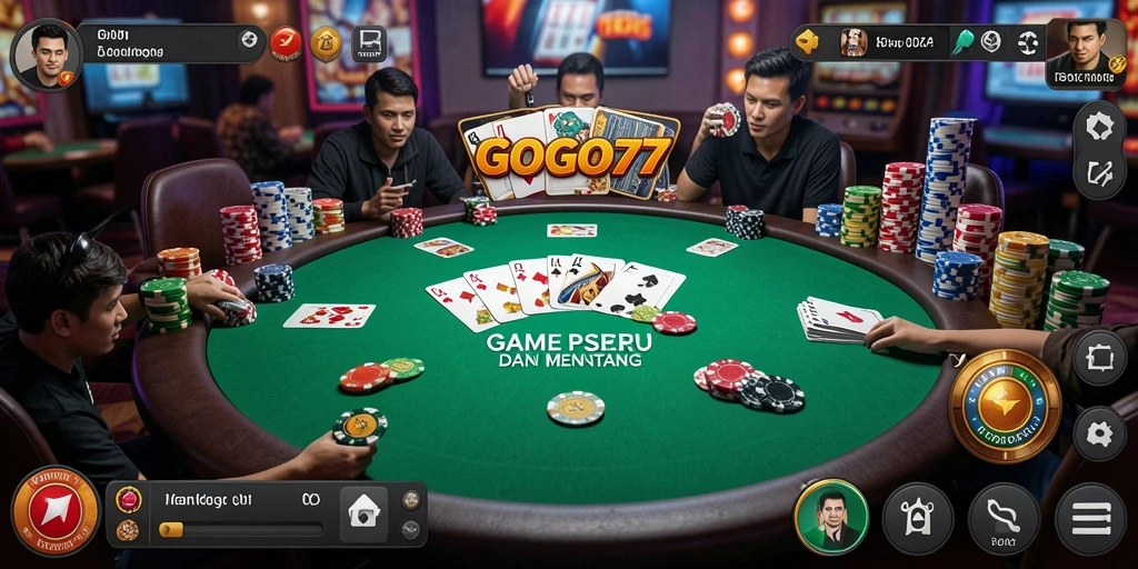 Screenshot gameplay GOGO77 menunjukkan keseruan bermain Poker.