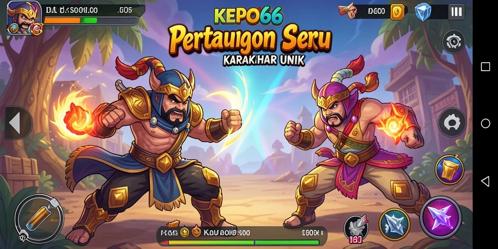 Screenshot utama KEPO66 menampilkan adu tinju antara karakter-karakter kuat.