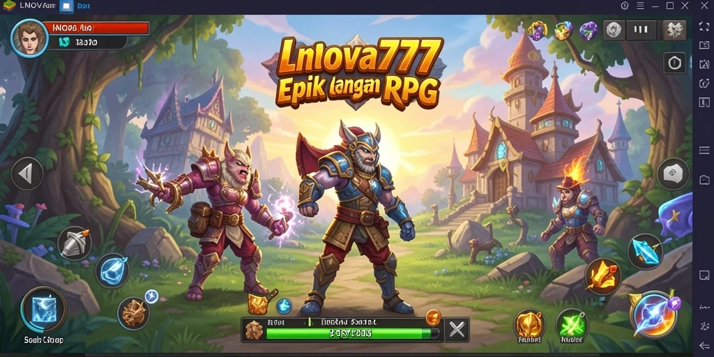 Screenshot gameplay LNOVA777 yang menunjukkan aksi petualangan RPG.