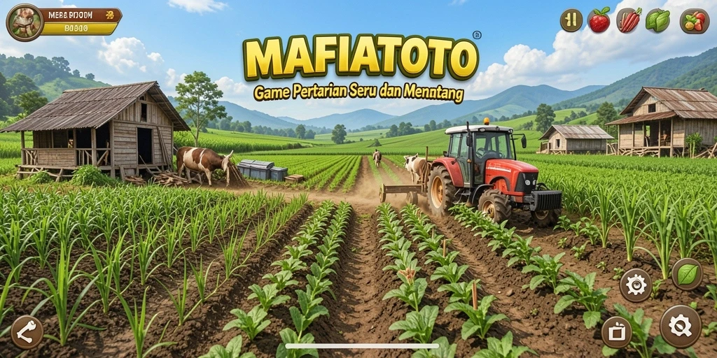Tampilan gameplay seru di MAFIATOTO dengan ladang berwarna-warni.
