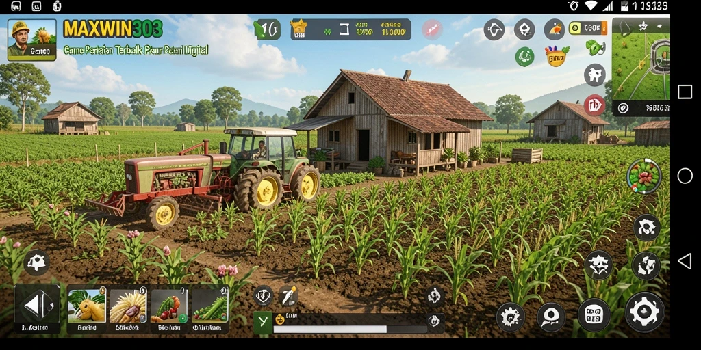 Tangkapan layar yang menunjukkan aksi seru dalam gameplay pertanian.