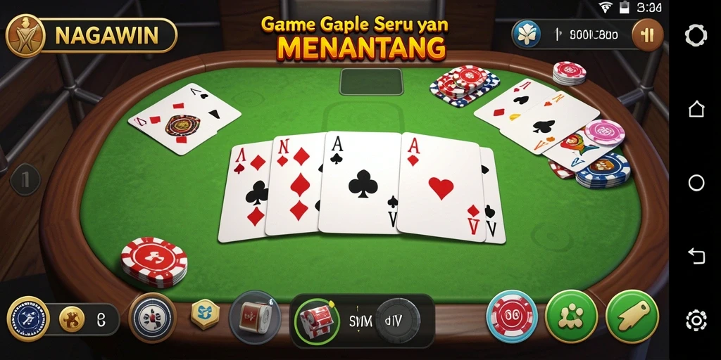 Tampilan gameplay seru saat bermain Gaple di NAGAWIN.