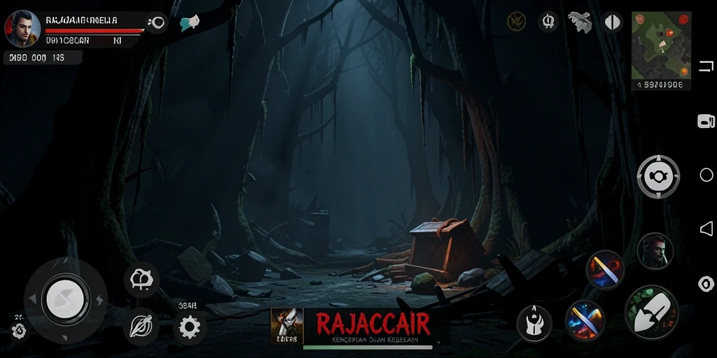 Screenshot gameplay RAJACAIR menunjukkan suasana Horror yang mencekam.