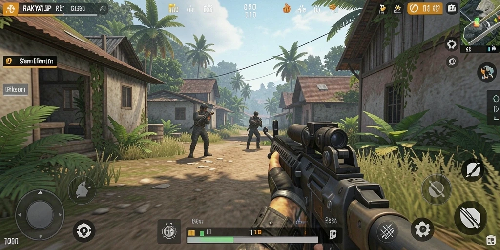 Screenshot RAKYATJP menampilkan aksi seru dalam permainan TPS.