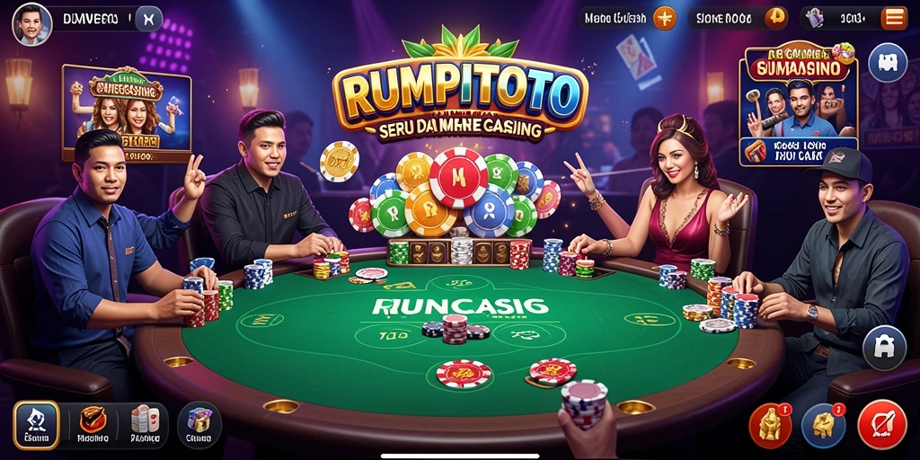Screenshot gameplay RUMPITOTO yang menunjukkan dealer langsung dan suasana permainan.